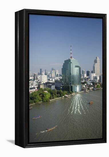 Downtown Bangkok Skyline View with Chao Phraya River, Thailand-Cindy Miller Hopkins-Framed Premier Image Canvas