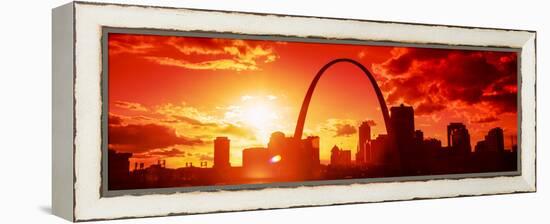 Downtown Buildings and Gateway Arch at Sunset, St. Louis, Missouri, USA-null-Framed Premier Image Canvas