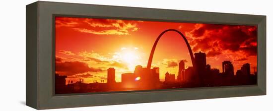 Downtown Buildings and Gateway Arch at Sunset, St. Louis, Missouri, USA-null-Framed Premier Image Canvas