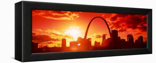 Downtown Buildings and Gateway Arch at Sunset, St. Louis, Missouri, USA-null-Framed Premier Image Canvas