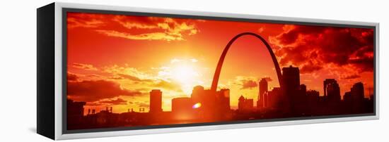 Downtown Buildings and Gateway Arch at Sunset, St. Louis, Missouri, USA-null-Framed Premier Image Canvas