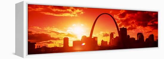 Downtown Buildings and Gateway Arch at Sunset, St. Louis, Missouri, USA-null-Framed Premier Image Canvas