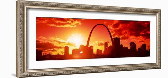 Downtown Buildings and Gateway Arch at Sunset, St. Louis, Missouri, USA-null-Framed Photographic Print