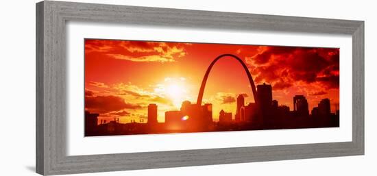 Downtown Buildings and Gateway Arch at Sunset, St. Louis, Missouri, USA-null-Framed Photographic Print