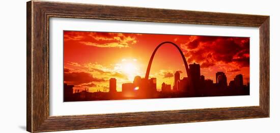 Downtown Buildings and Gateway Arch at Sunset, St. Louis, Missouri, USA-null-Framed Photographic Print