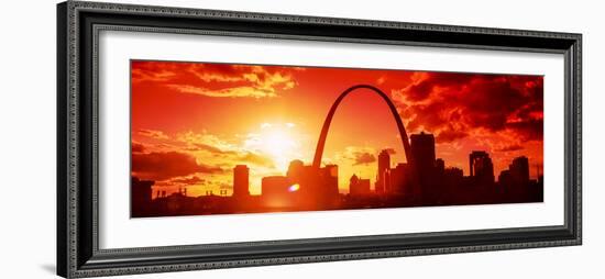 Downtown Buildings and Gateway Arch at Sunset, St. Louis, Missouri, USA-null-Framed Photographic Print