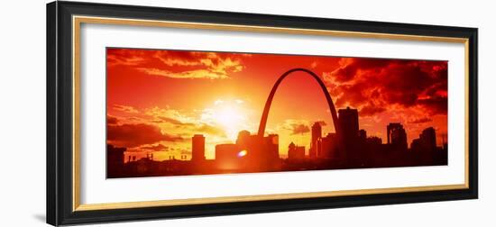 Downtown Buildings and Gateway Arch at Sunset, St. Louis, Missouri, USA-null-Framed Photographic Print