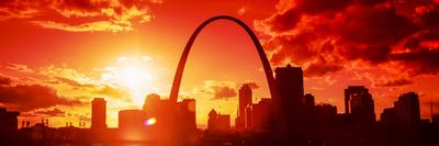 Downtown Buildings And Gateway Arch At Sunset St Louis Missouri