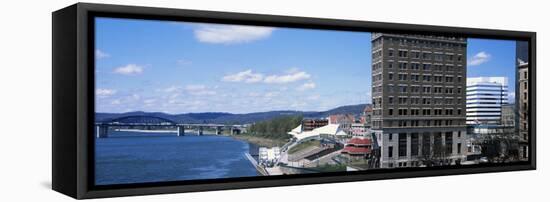 Downtown Buildings at Waterfront, Kanawha River, Charleston, Kanawha County, West Virginia, Usa-null-Framed Premier Image Canvas
