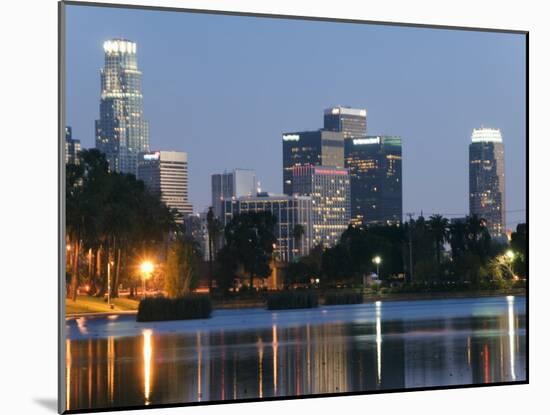 Downtown District Skyscrapers Located Behind Echo Park Lake, Los Angeles, California, USA-Kober Christian-Mounted Photographic Print