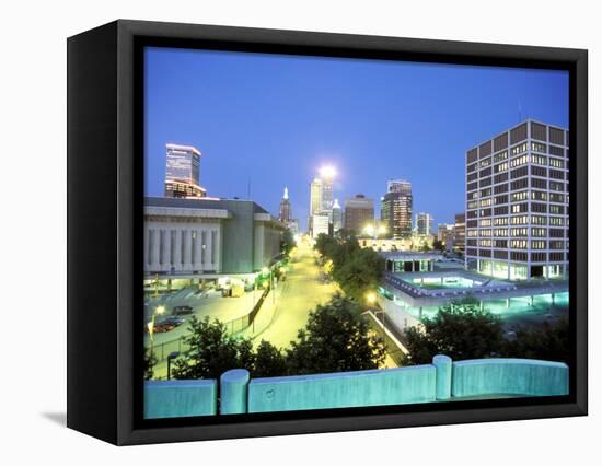 Downtown Evening Lighting, Tulsa, Oklahoma-Mark Gibson-Framed Premier Image Canvas