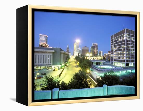 Downtown Evening Lighting, Tulsa, Oklahoma-Mark Gibson-Framed Premier Image Canvas