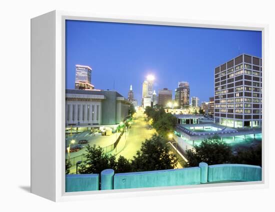 Downtown Evening Lighting, Tulsa, Oklahoma-Mark Gibson-Framed Premier Image Canvas