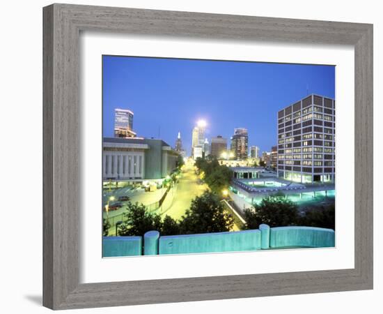 Downtown Evening Lighting, Tulsa, Oklahoma-Mark Gibson-Framed Photographic Print