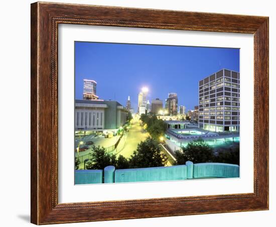 Downtown Evening Lighting, Tulsa, Oklahoma-Mark Gibson-Framed Photographic Print