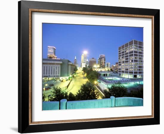 Downtown Evening Lighting, Tulsa, Oklahoma-Mark Gibson-Framed Photographic Print