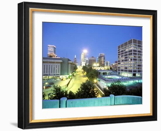 Downtown Evening Lighting, Tulsa, Oklahoma-Mark Gibson-Framed Photographic Print