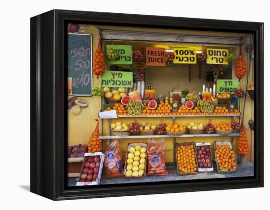 Downtown Fruit Stand, Tel Aviv, Israel-Walter Bibikow-Framed Premier Image Canvas