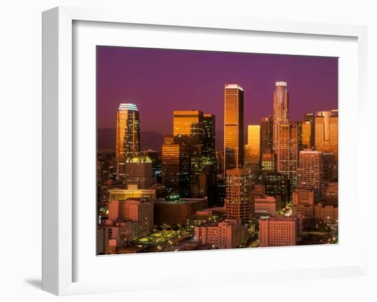 Downtown Los Angeles, California at sunset-null-Framed Photographic Print