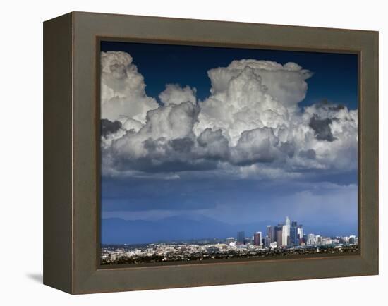 Downtown Los Angeles, California with Cumulonimbus Clouds Forming Overhead.-Ian Shive-Framed Premier Image Canvas