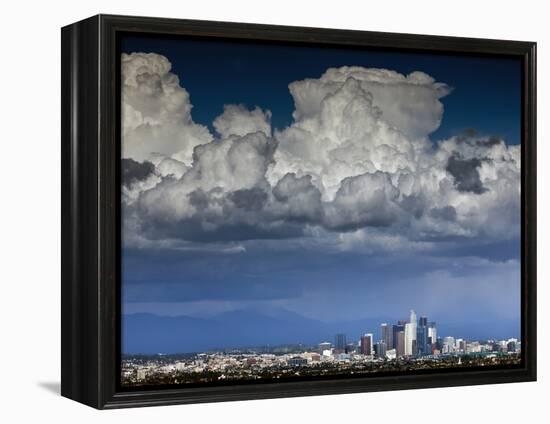 Downtown Los Angeles, California with Cumulonimbus Clouds Forming Overhead.-Ian Shive-Framed Premier Image Canvas