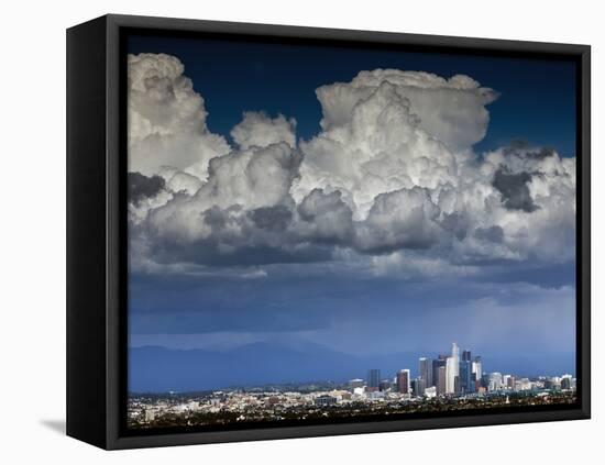 Downtown Los Angeles, California with Cumulonimbus Clouds Forming Overhead.-Ian Shive-Framed Premier Image Canvas