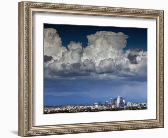 Downtown Los Angeles, California with Cumulonimbus Clouds Forming Overhead.-Ian Shive-Framed Photographic Print