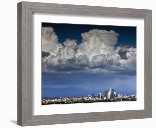 Downtown Los Angeles, California with Cumulonimbus Clouds Forming Overhead.-Ian Shive-Framed Photographic Print