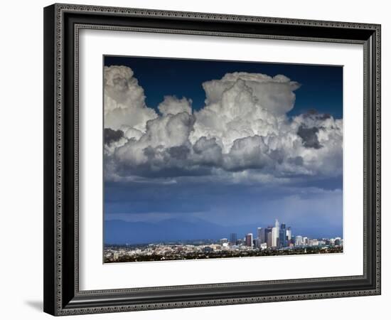 Downtown Los Angeles, California with Cumulonimbus Clouds Forming Overhead.-Ian Shive-Framed Photographic Print