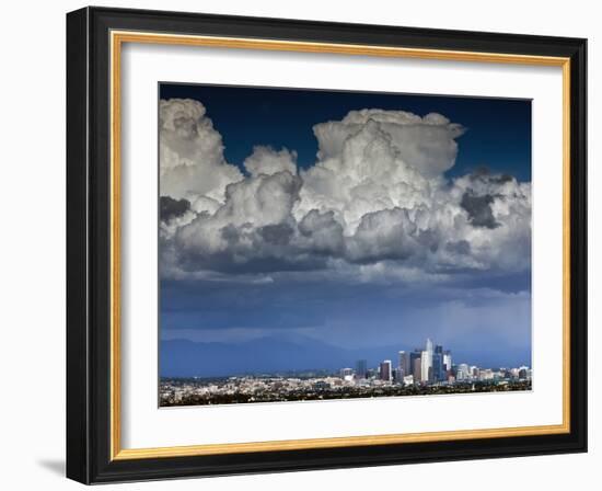 Downtown Los Angeles, California with Cumulonimbus Clouds Forming Overhead.-Ian Shive-Framed Photographic Print