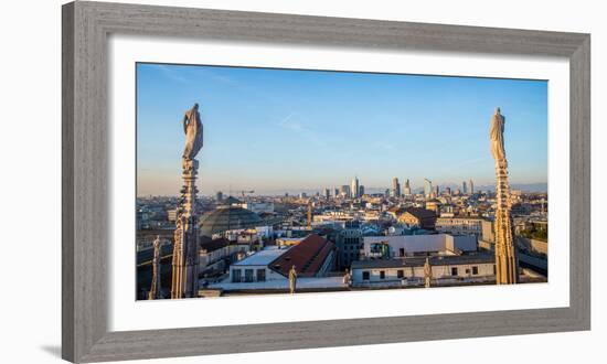 Downtown Milan as seen through the roof of the city's famous Duomo cathedral, Milan, Lombardy, Ital-Alexandre Rotenberg-Framed Photographic Print