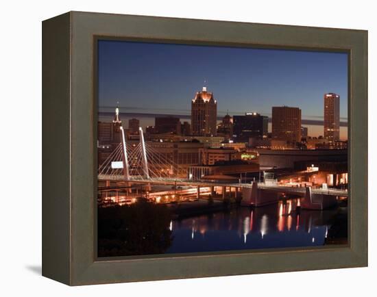 Downtown Milwaukee from Rte. 94 43 Hwy-Walter Bibikow-Framed Premier Image Canvas