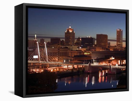 Downtown Milwaukee from Rte. 94 43 Hwy-Walter Bibikow-Framed Premier Image Canvas