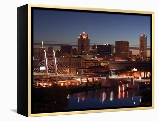 Downtown Milwaukee from Rte. 94 43 Hwy-Walter Bibikow-Framed Premier Image Canvas