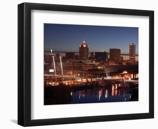 Downtown Milwaukee from Rte. 94 43 Hwy-Walter Bibikow-Framed Photographic Print