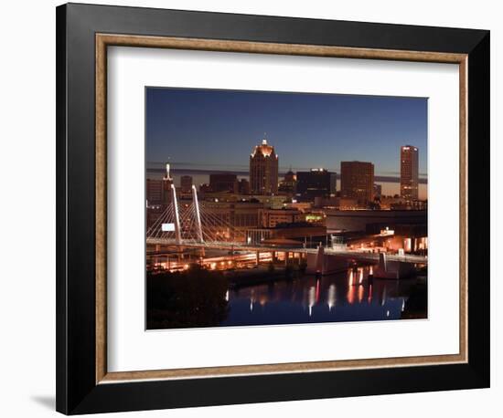 Downtown Milwaukee from Rte. 94 43 Hwy-Walter Bibikow-Framed Photographic Print