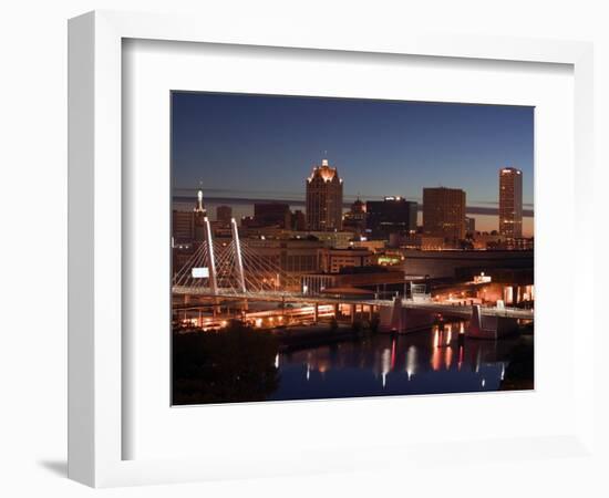 Downtown Milwaukee from Rte. 94 43 Hwy-Walter Bibikow-Framed Photographic Print