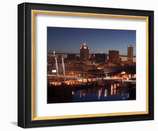 Downtown Milwaukee from Rte. 94 43 Hwy-Walter Bibikow-Framed Photographic Print