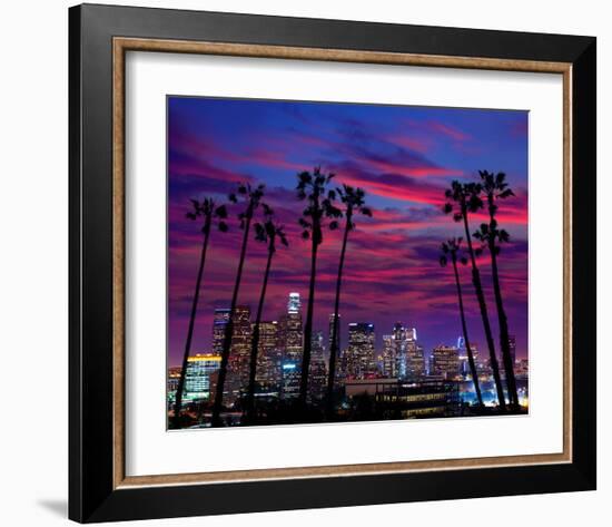Downtown Night - Los Angeles-null-Framed Art Print