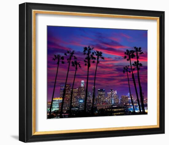 Downtown Night - Los Angeles-null-Framed Art Print