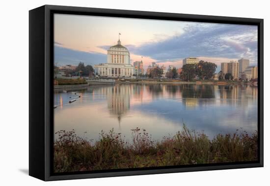 Downtown Oakland at Lake Merritt-Vincent James-Framed Premier Image Canvas