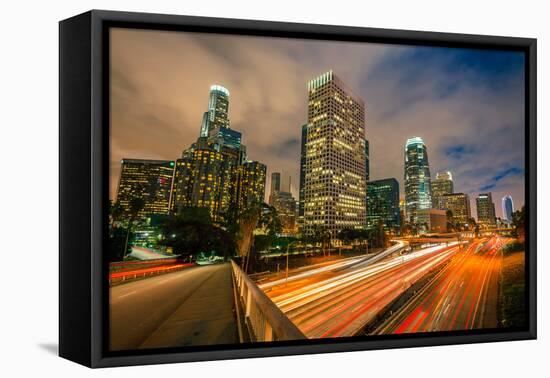 Downtown of Los Angeles at Night-sborisov-Framed Premier Image Canvas