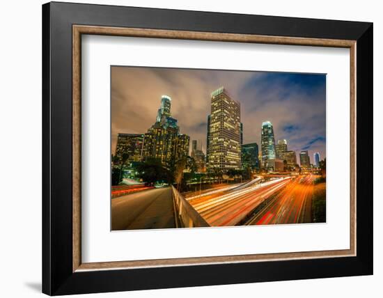 Downtown of Los Angeles at Night-sborisov-Framed Photographic Print