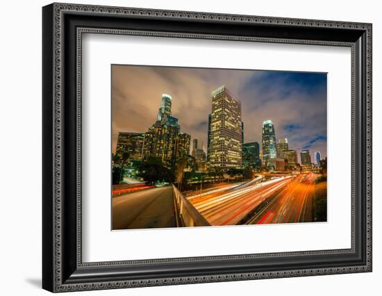 Downtown of Los Angeles at Night-sborisov-Framed Photographic Print