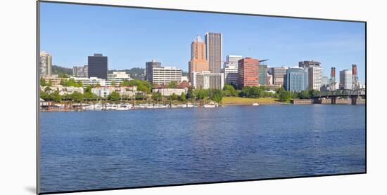 Downtown Portland city skyline and river, Multnomah County, Oregon, USA-null-Mounted Photographic Print
