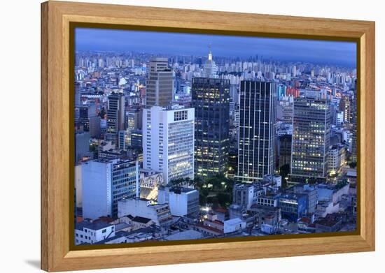 Downtown Sao Paulo in the Night Time-SNEHITDESIGN-Framed Premier Image Canvas