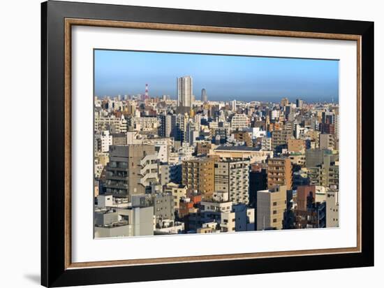 Downtown skyline at dawn, Tokyo, Japan-Keren Su-Framed Photographic Print