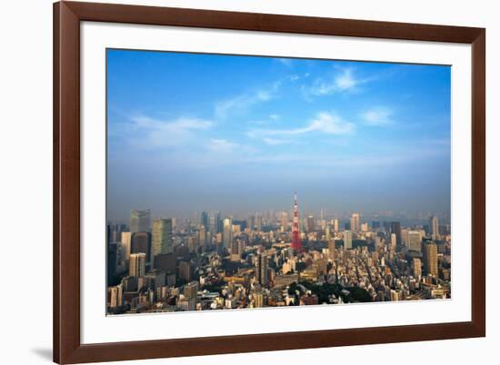 Downtown skyline dominated by Tokyo Tower, Tokyo, Japan-Keren Su-Framed Premium Photographic Print