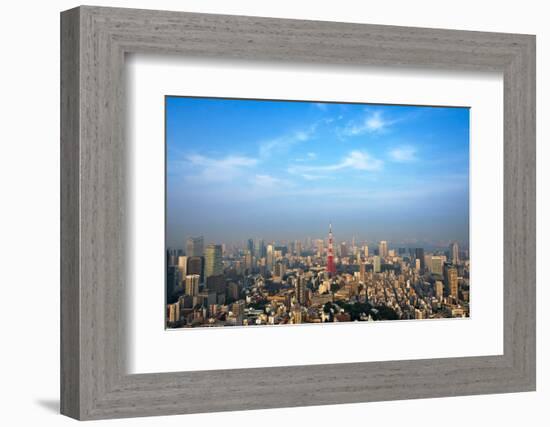 Downtown skyline dominated by Tokyo Tower, Tokyo, Japan-Keren Su-Framed Photographic Print