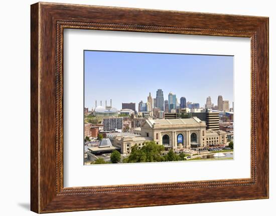 Downtown skyline of Kansas City and Union Station, Kansas City, Missouri, USA-Simon Montgomery-Framed Photographic Print